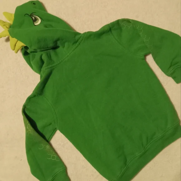 WonderKids Green Zip Up Dionsaur Hooded Sweatshirt size 24M - Picture 2 of 3